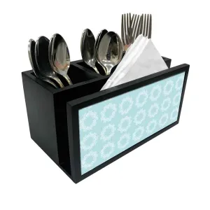 Cutlery Tissue Holder Napkin Stand -  Blue Flower Design