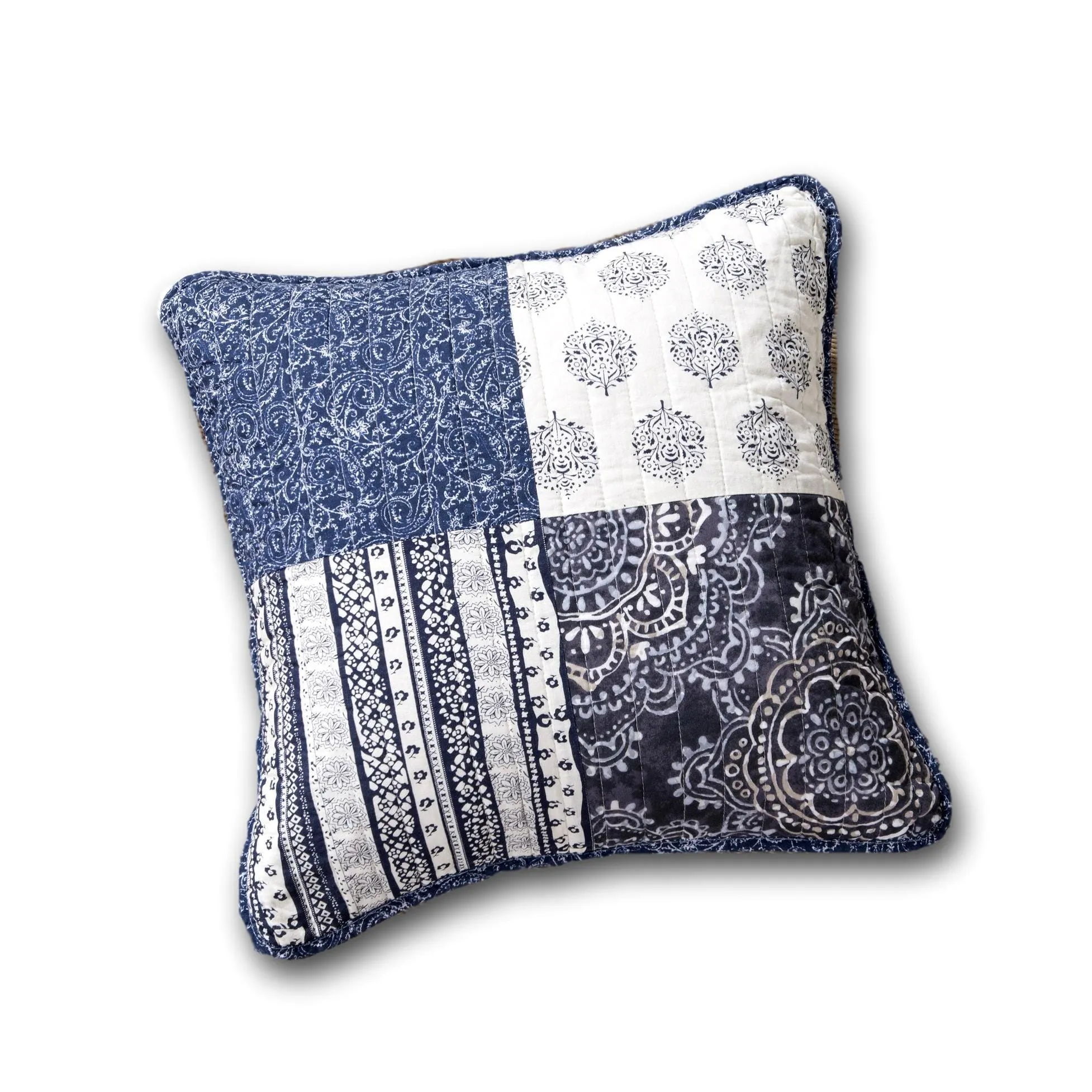 DaDa Bedding Set of 2-Pieces Bohemian Denim Blue Elegance Throw Pillow Covers - 18” x 18" (JHW660)