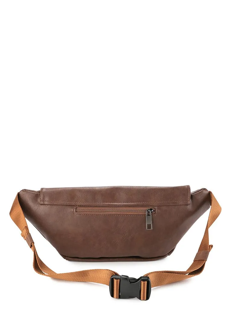 Distressed Leather Rogue Belt Bag - Camel