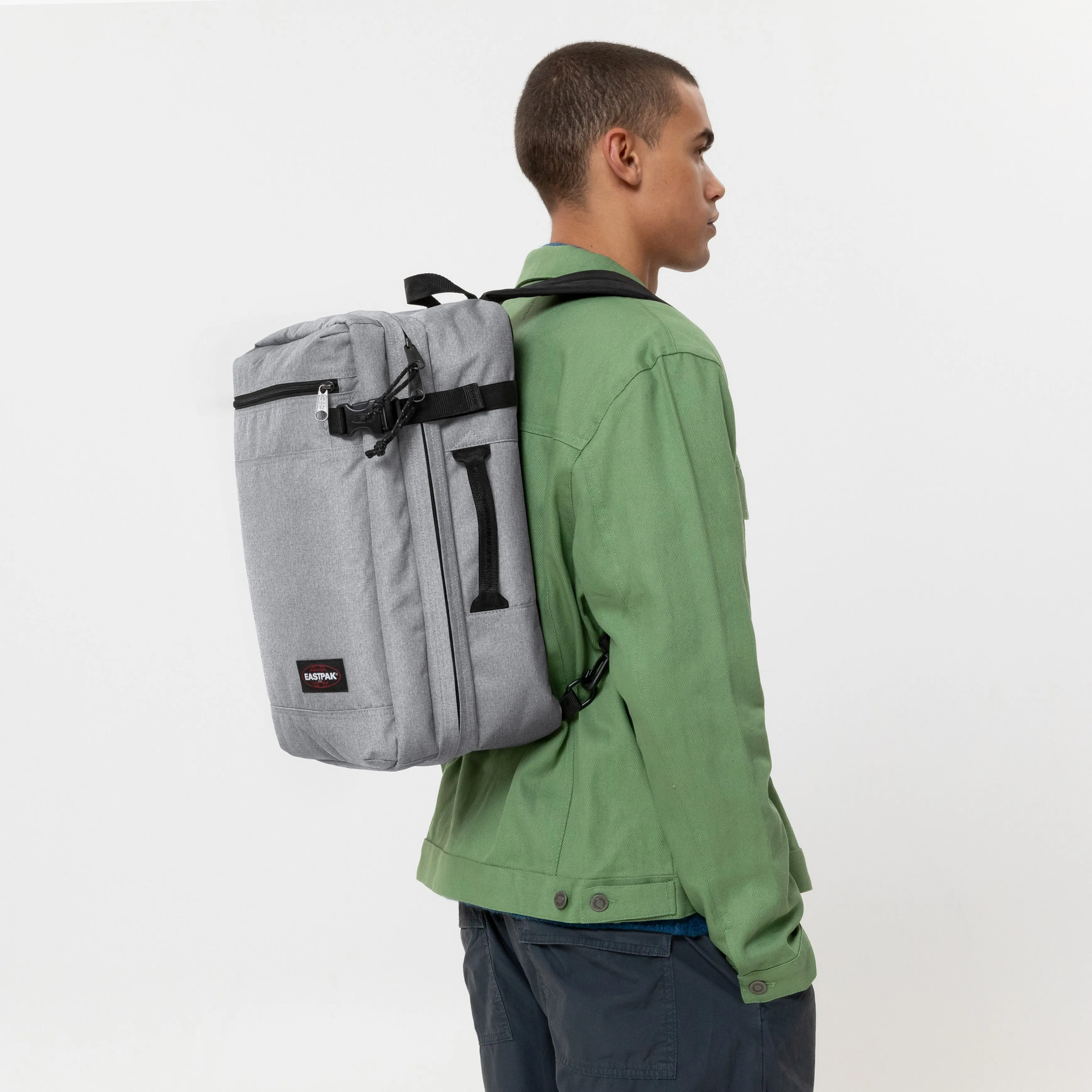 Eastpak Transit'R Pack Sunday Grey Small Duffle Bag Convertible to Backpack - EK0A5BHI3631