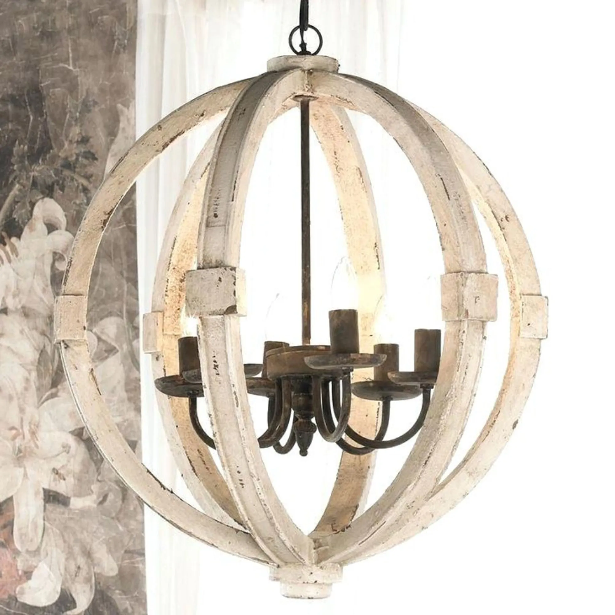 Elegantly Framed Calder Wooden Chandelier By Benzara