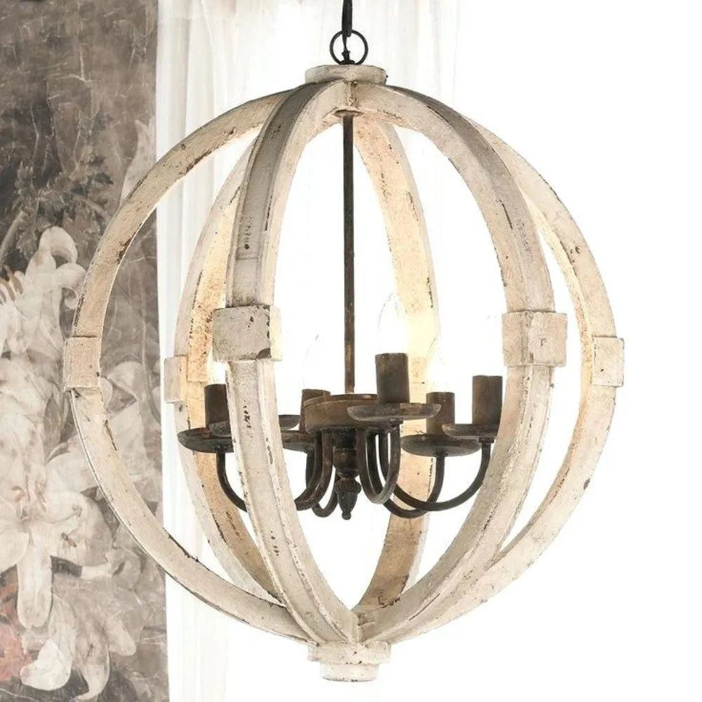 Elegantly Framed Calder Wooden Chandelier By Benzara