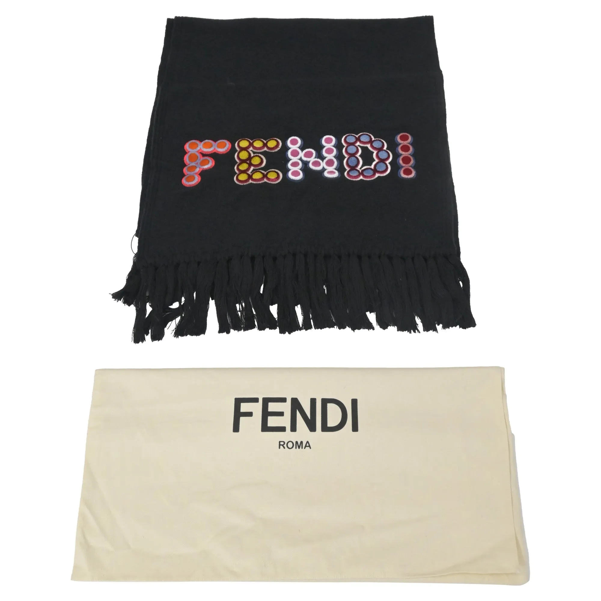 Fendi Fun Fair Scarf in Black Wool