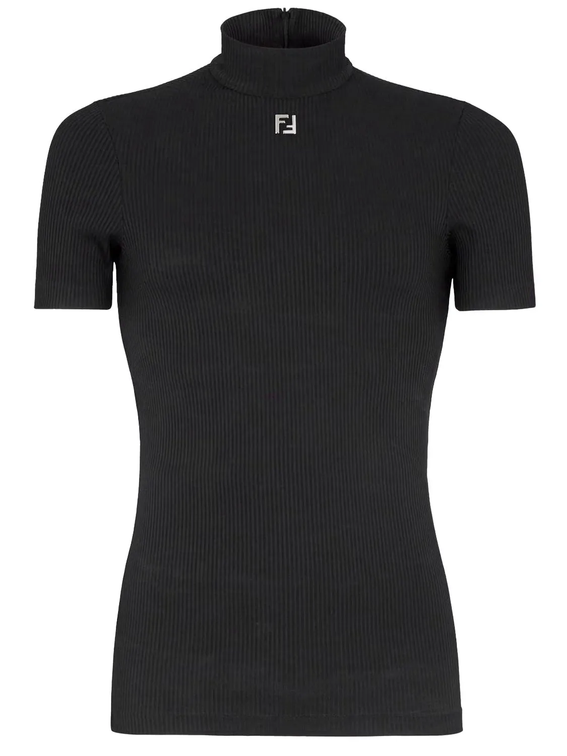 FENDI Knit T-Shirt with Stand-Up Collar for Men