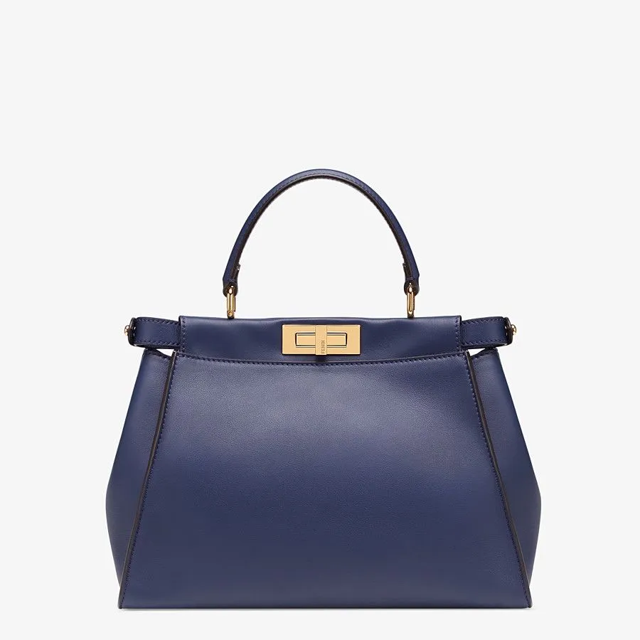 Fendi Peekaboo Iconic Mini Blue Leather Bag