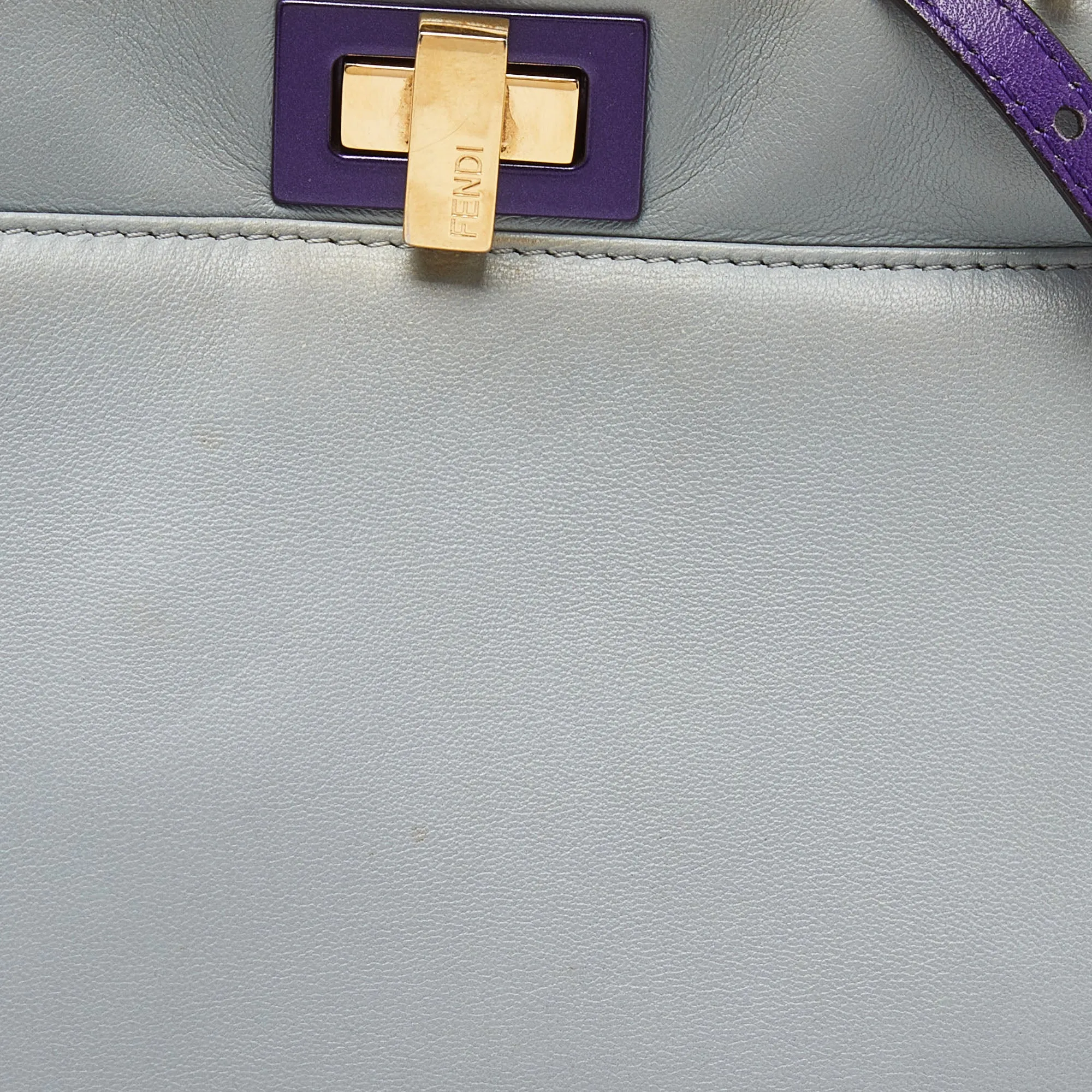 Fendi /purple Leather Mini Peekaboo Top Handle Bag