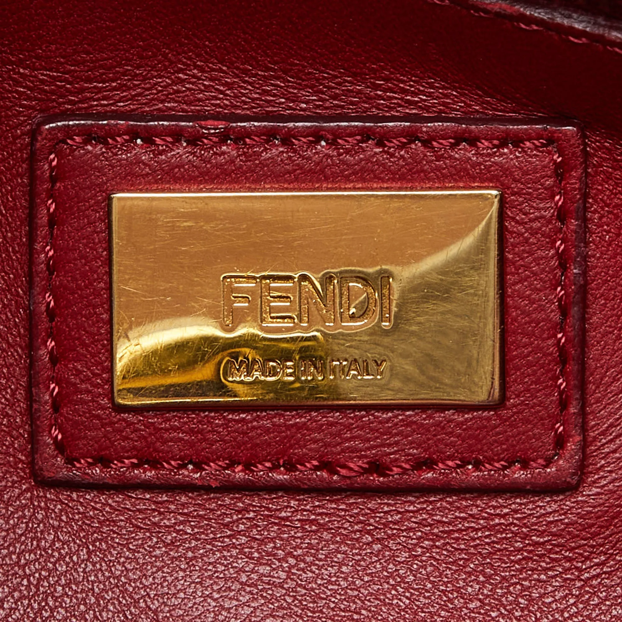 Fendi /purple Leather Mini Peekaboo Top Handle Bag