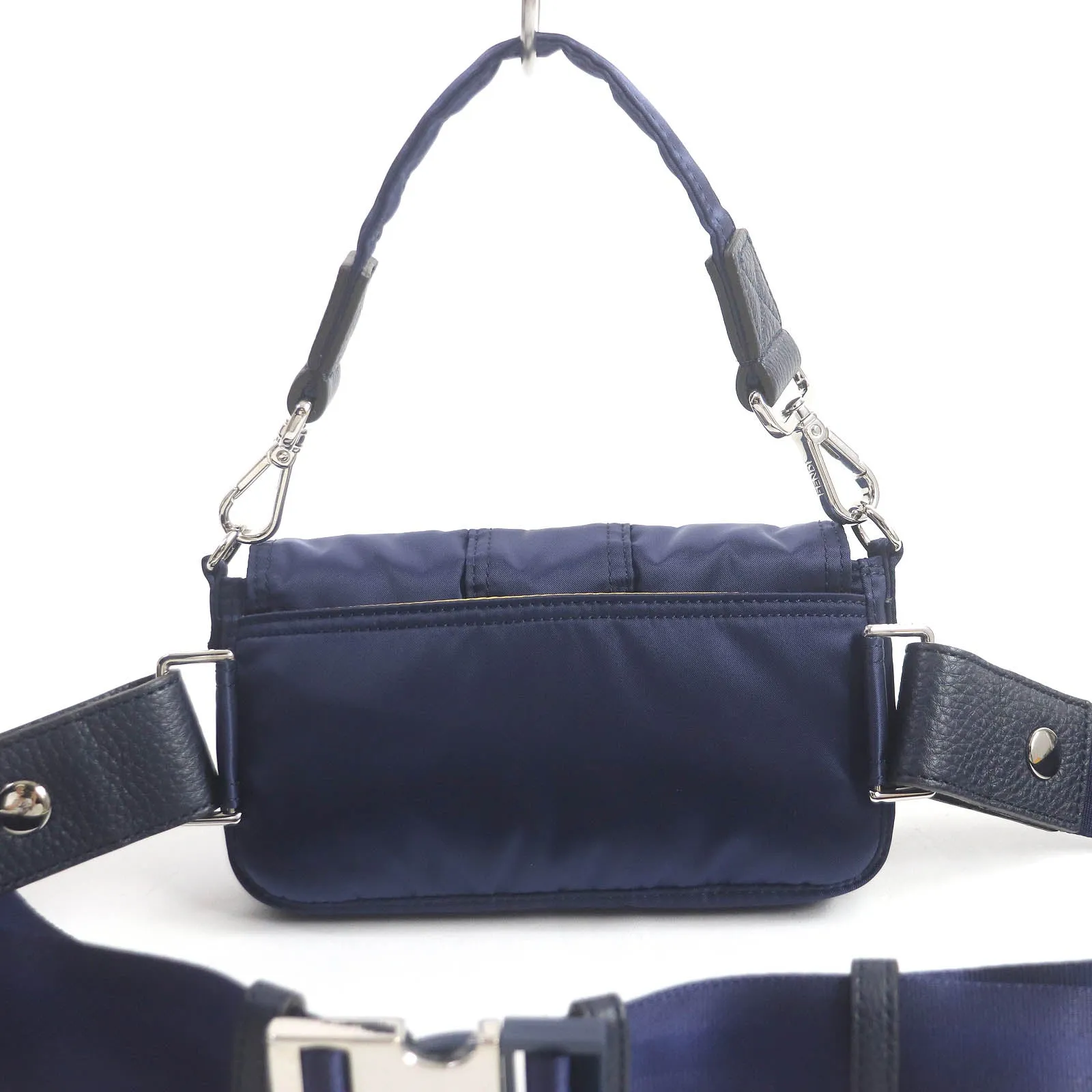 FENDI Sling bag 7AS138 Nylon Blueberry Blue Baguette Mini