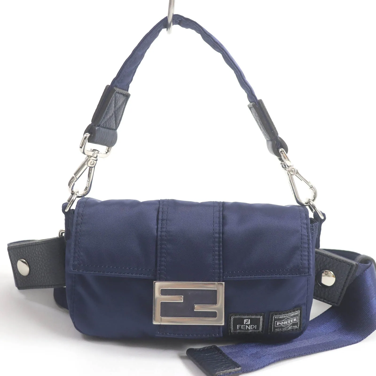 FENDI Sling bag 7AS138 Nylon Blueberry Blue Baguette Mini