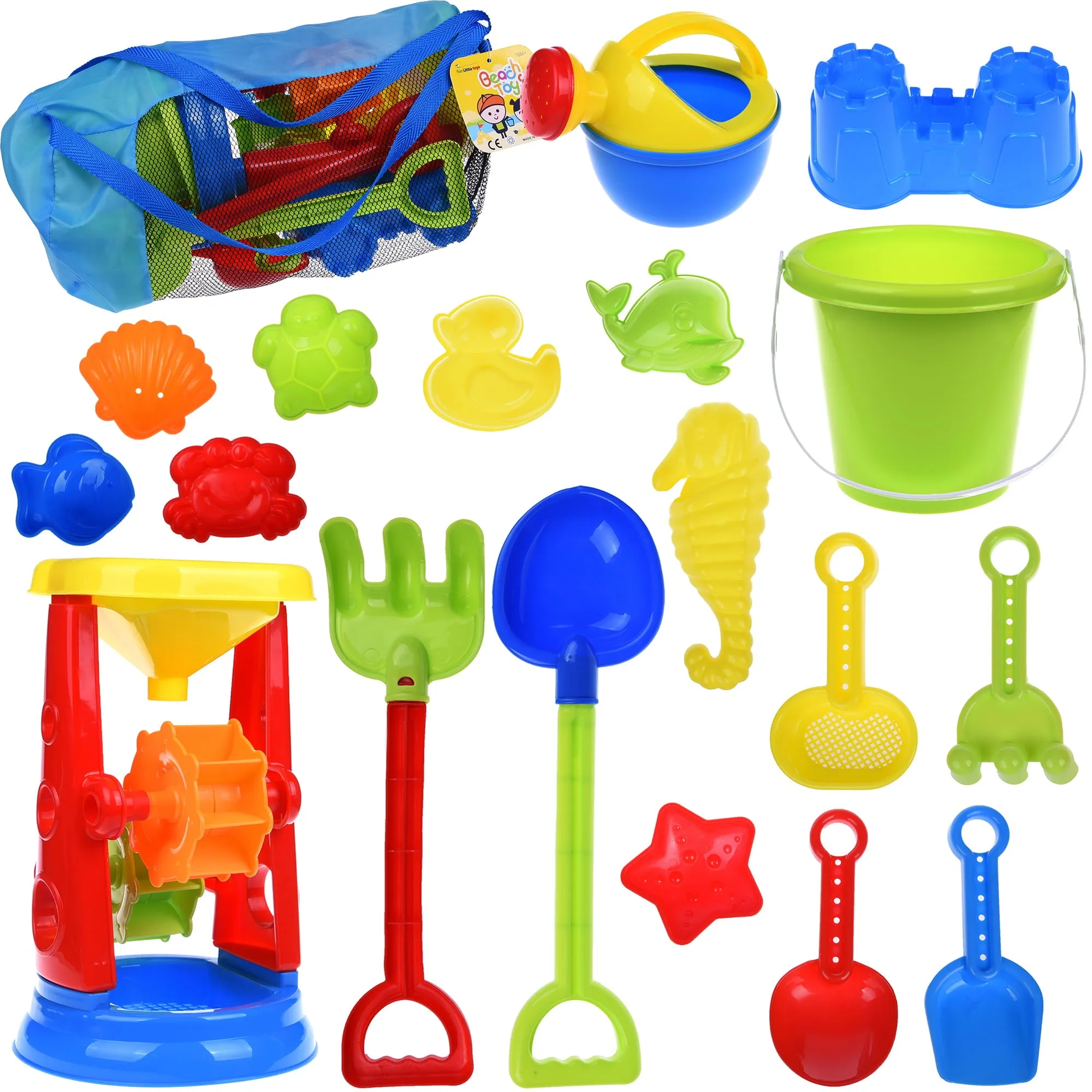 Fun Little Toys Kids 19 Pcs Beach Sand Toys Set Sand Water Wheel