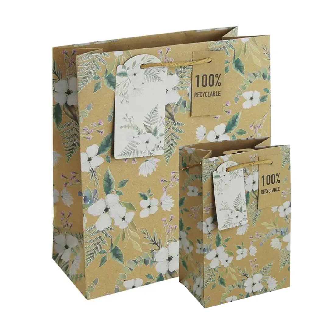 Gift Bag Large - Kraft Wedding Floral