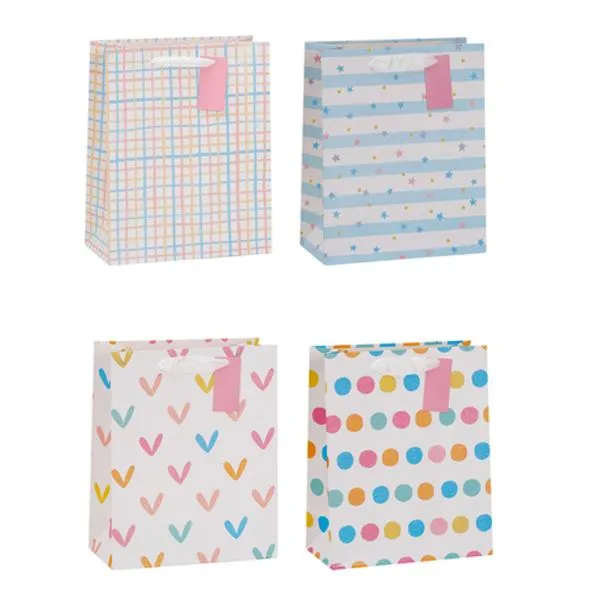 GIFT BAG PASTEL PATTERNS MED 18X23X10CM 4A