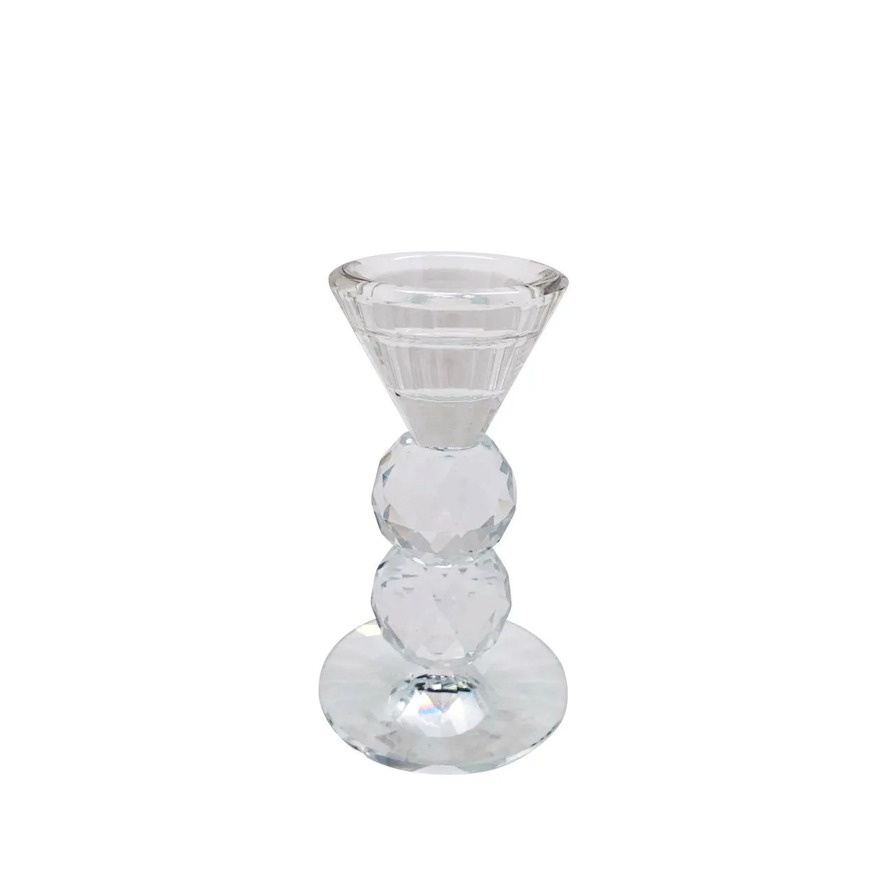 GLASS 5" CANDLE HOLDER, CLEAR