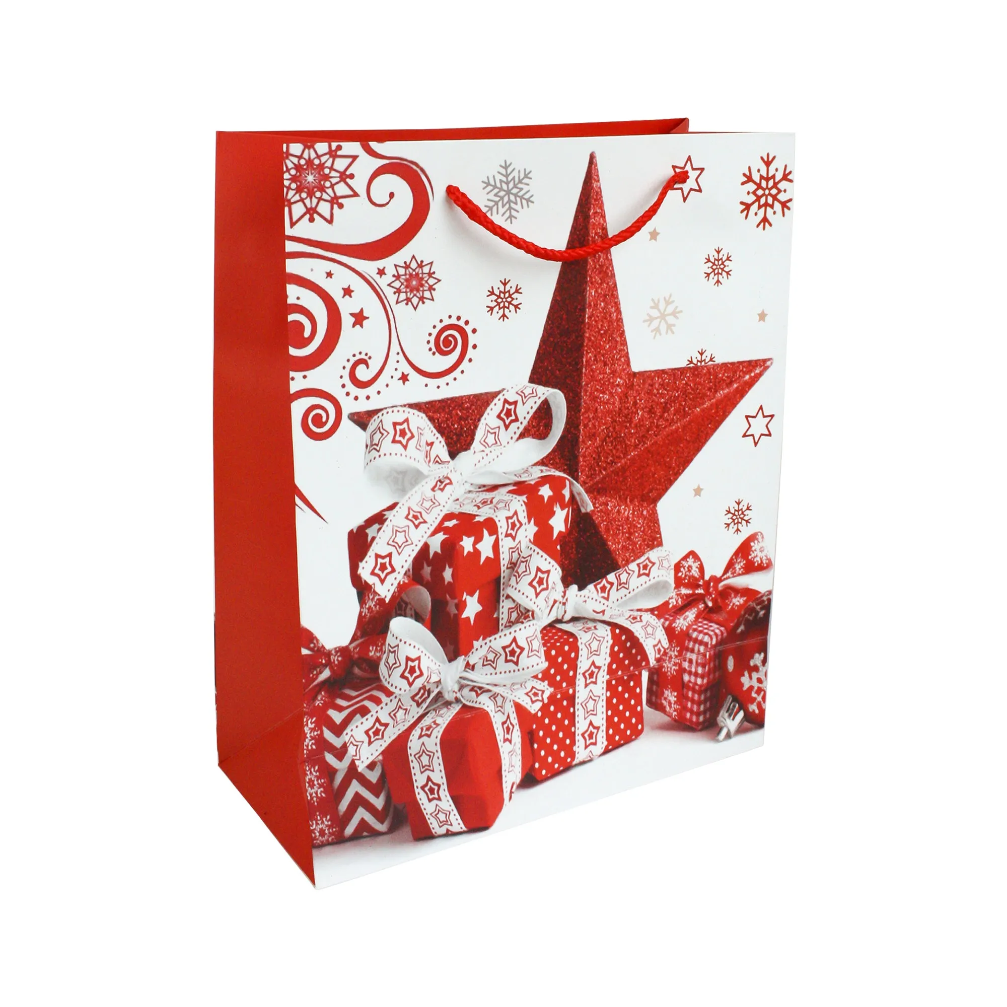 Glitter Christmas Presents Gift Bag - Set Of 4 (Assorted Designs)