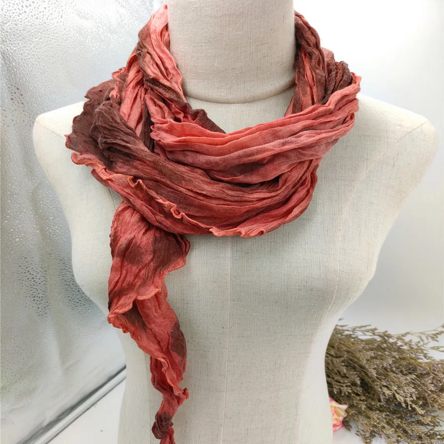 Irregular Tie-dyed Spring and Summer  Pleated Scarf