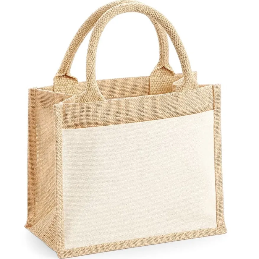 Jute Tote Bag with pocket - 30 x 30 x 19 cm