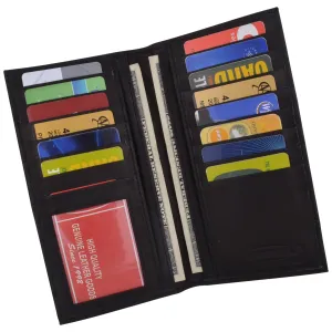 Mens Genuine Leather Long Bifold Wallet ID Card Purse Checkbook Clutch Billfold