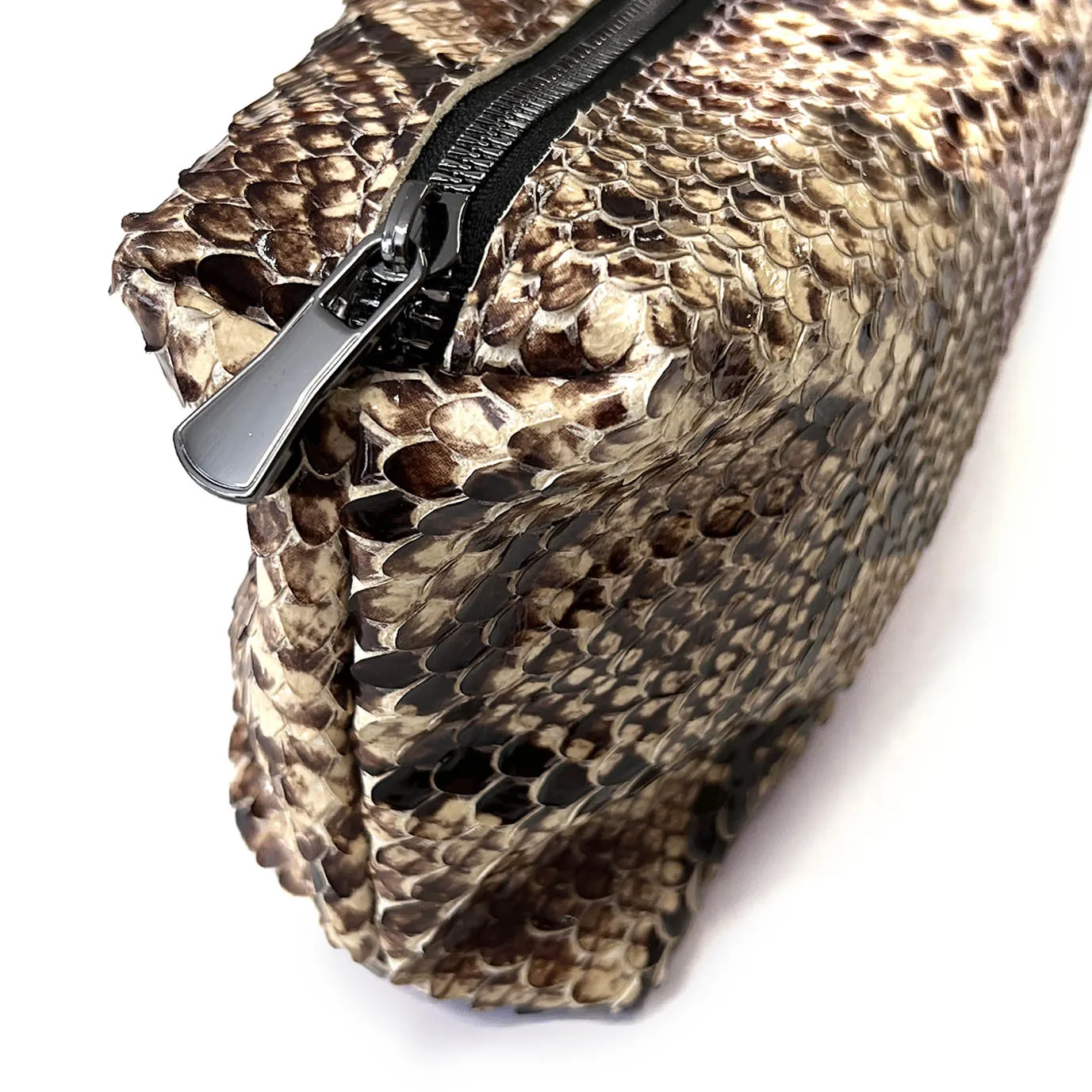 MIBA MINI LEATHER BAG / Dark Brown Snake Print