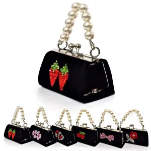 Mini Velvet Trendy Purse With Color Stone Deco A170-1 (12 units)