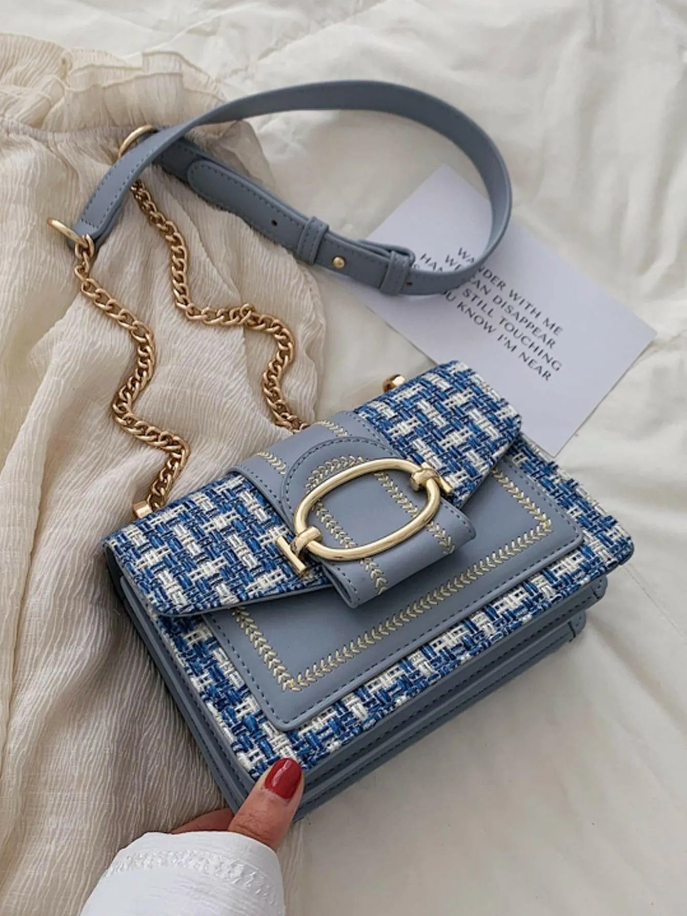 MOLLY Mini Handbag in Sophisticated Color Block Plaid Pattern