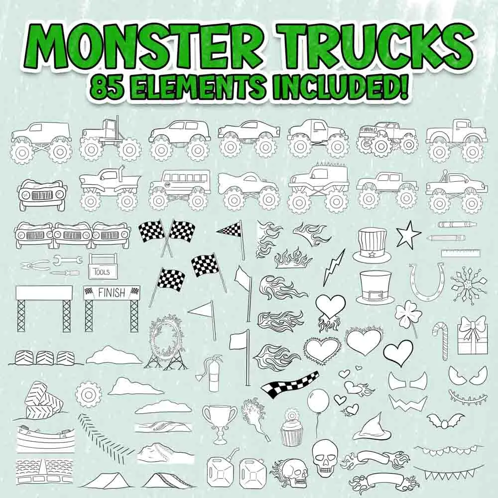 Monster Truck Coloring Page Scene Creator