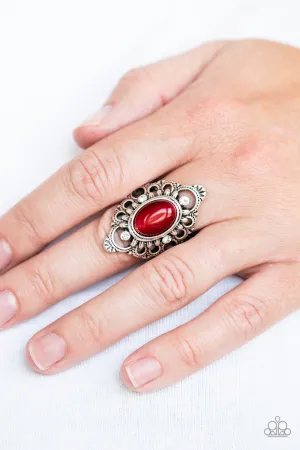 Open Door Jewelry - Elegantly Enchanted - Red Ring - Paparazzi Accessories