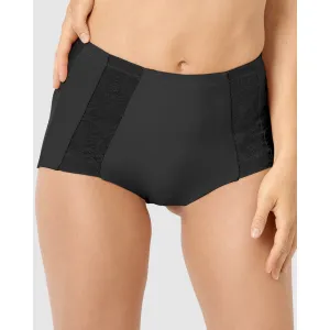 Perfect Shape High Waist Lace & Microfiber Brief-Black