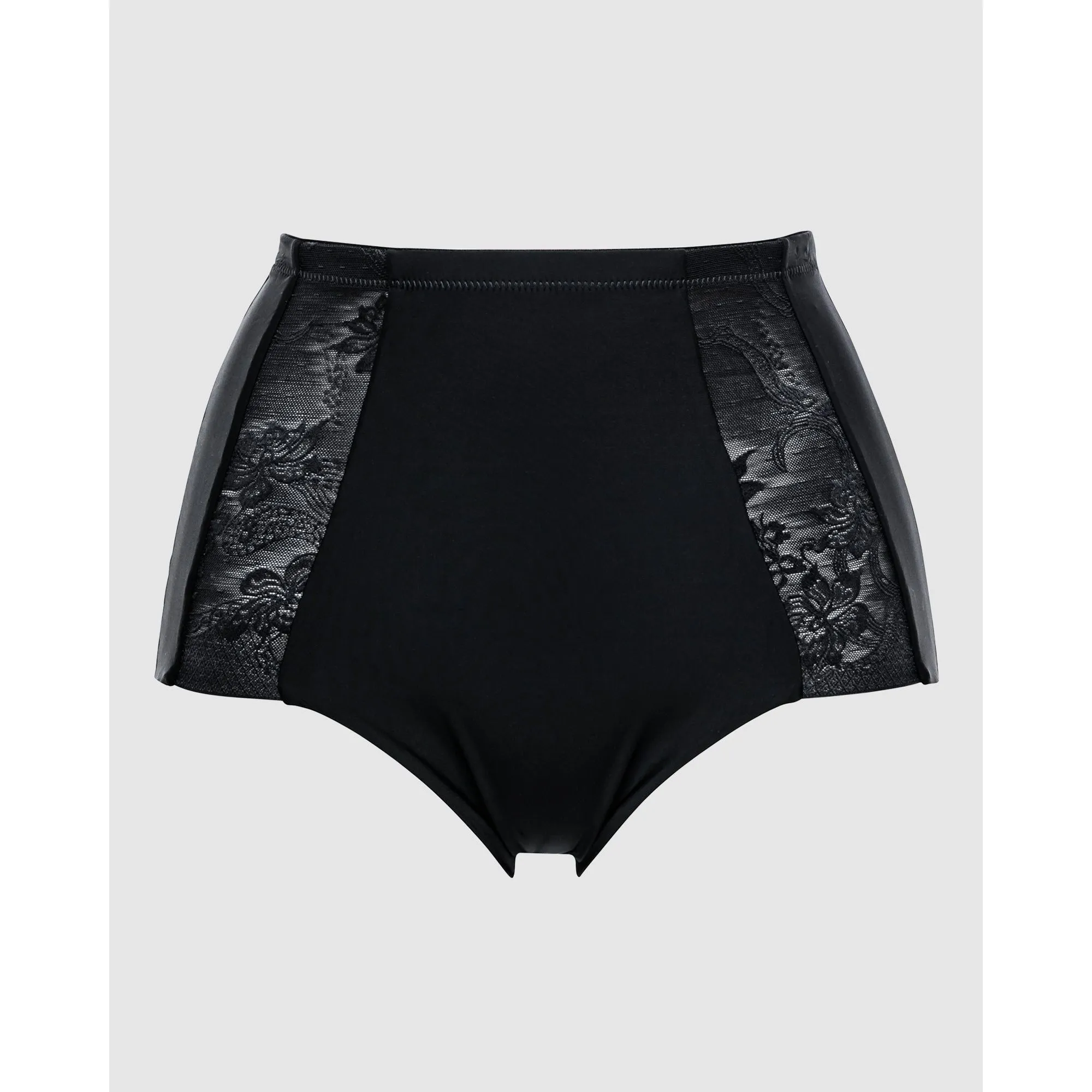 Perfect Shape High Waist Lace & Microfiber Brief-Black