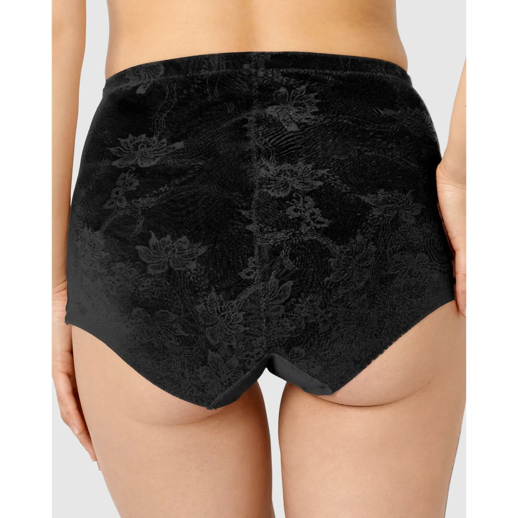 Perfect Shape High Waist Lace & Microfiber Brief-Black