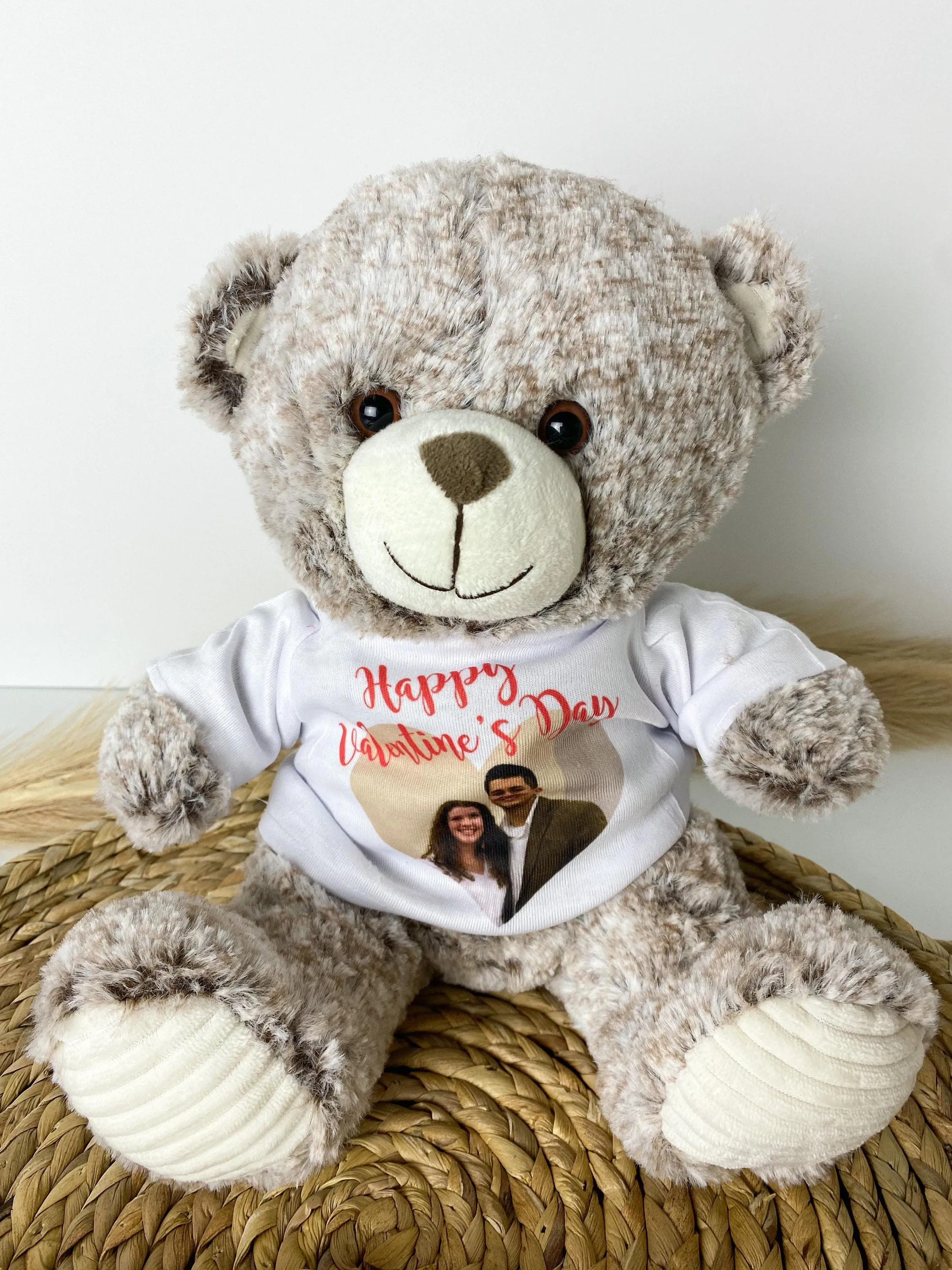 Personalized Valentine's Day Teddy Bear, Gift for Girlfriend, Custom Teddy Bear Shirt with Photo