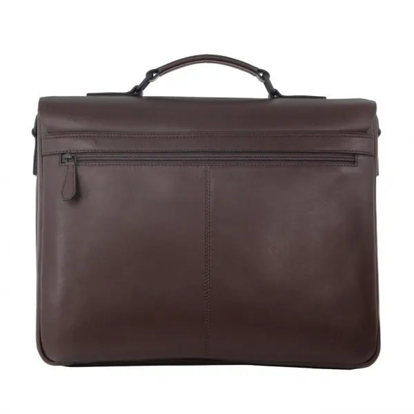 Pierre Cardin Italian Leather Business Satchel Bag - Brown