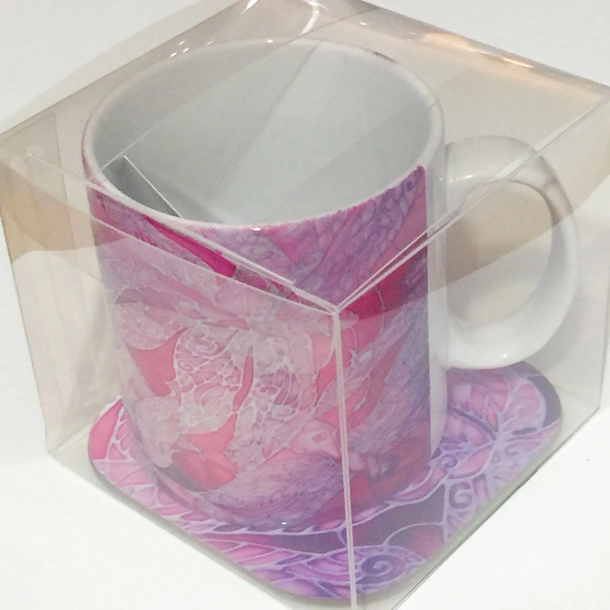 Pink Dragonfly Mug - Mug and Coaster Box Set - Pretty Pink Mug Gift