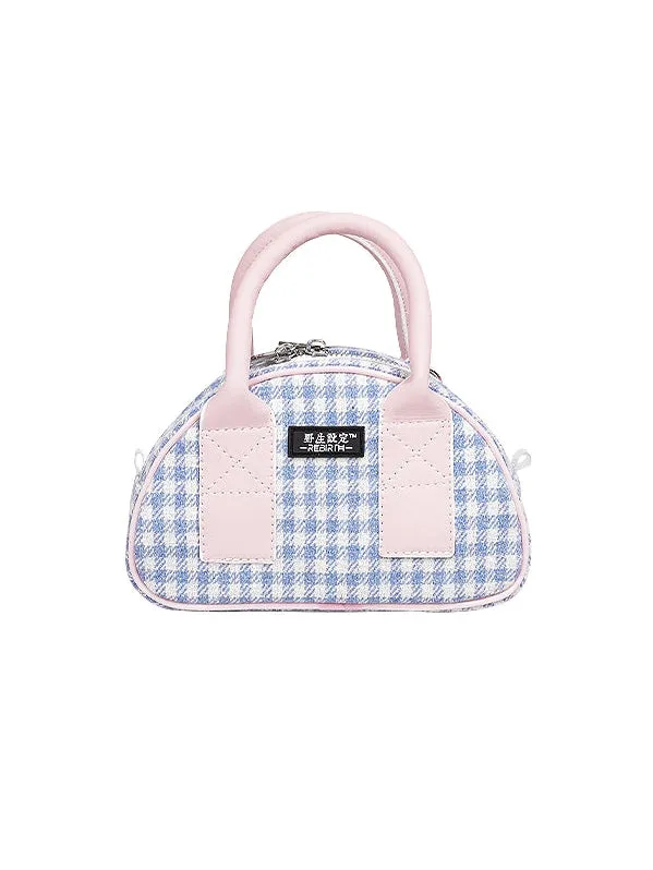 Plaid Contrast Color Mini Bag