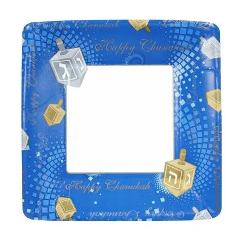 Premium Heavy Weight Paper Chanukah Squares Tableware<br/>Size Options: 10.25inch Plate, 7inch Plate, Lunch Napkin, 9oz Cup and 54inchx96inch Tablecover