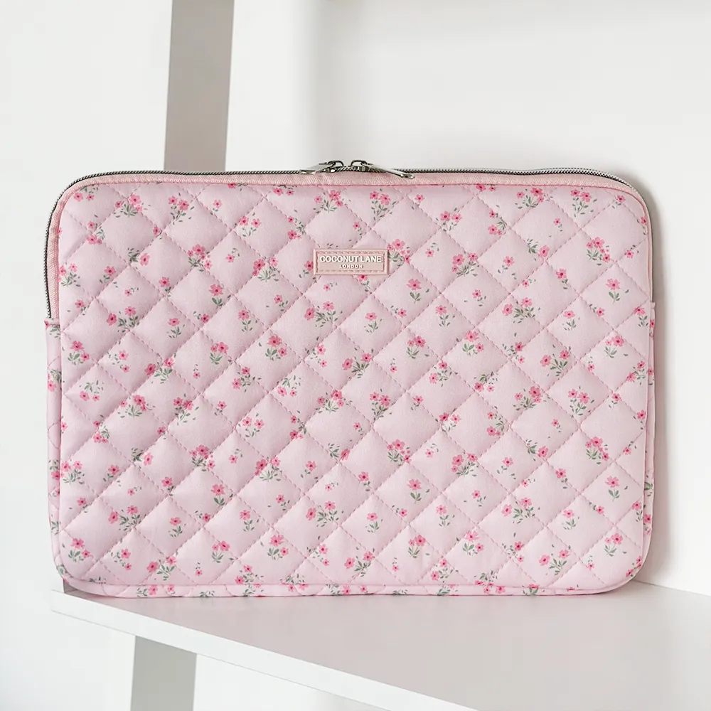 Quilted Ditsy Floral Pink Laptop Sleeve