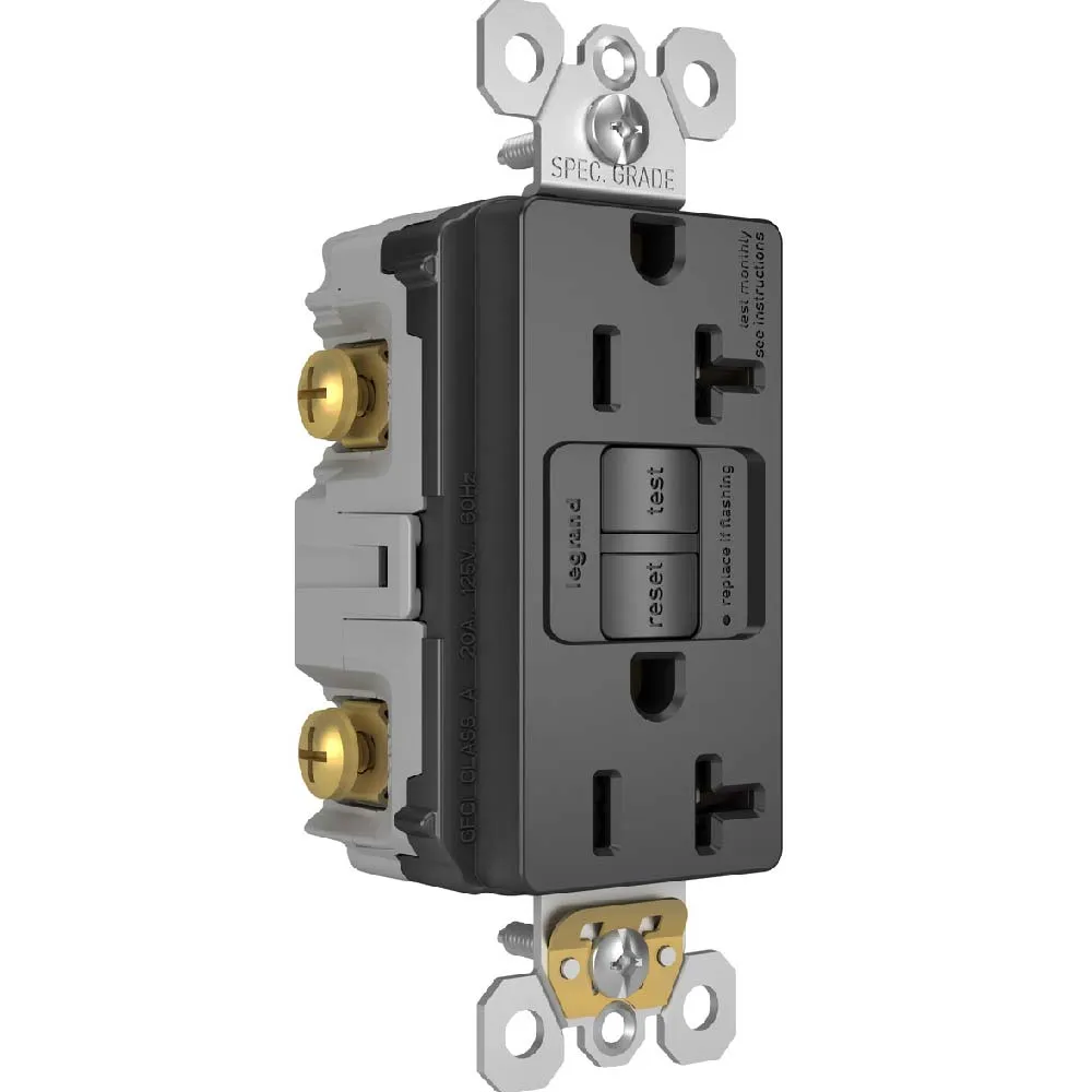 radiant 20A GFCI Self-Test Decorator Duplex Receptacles, Black