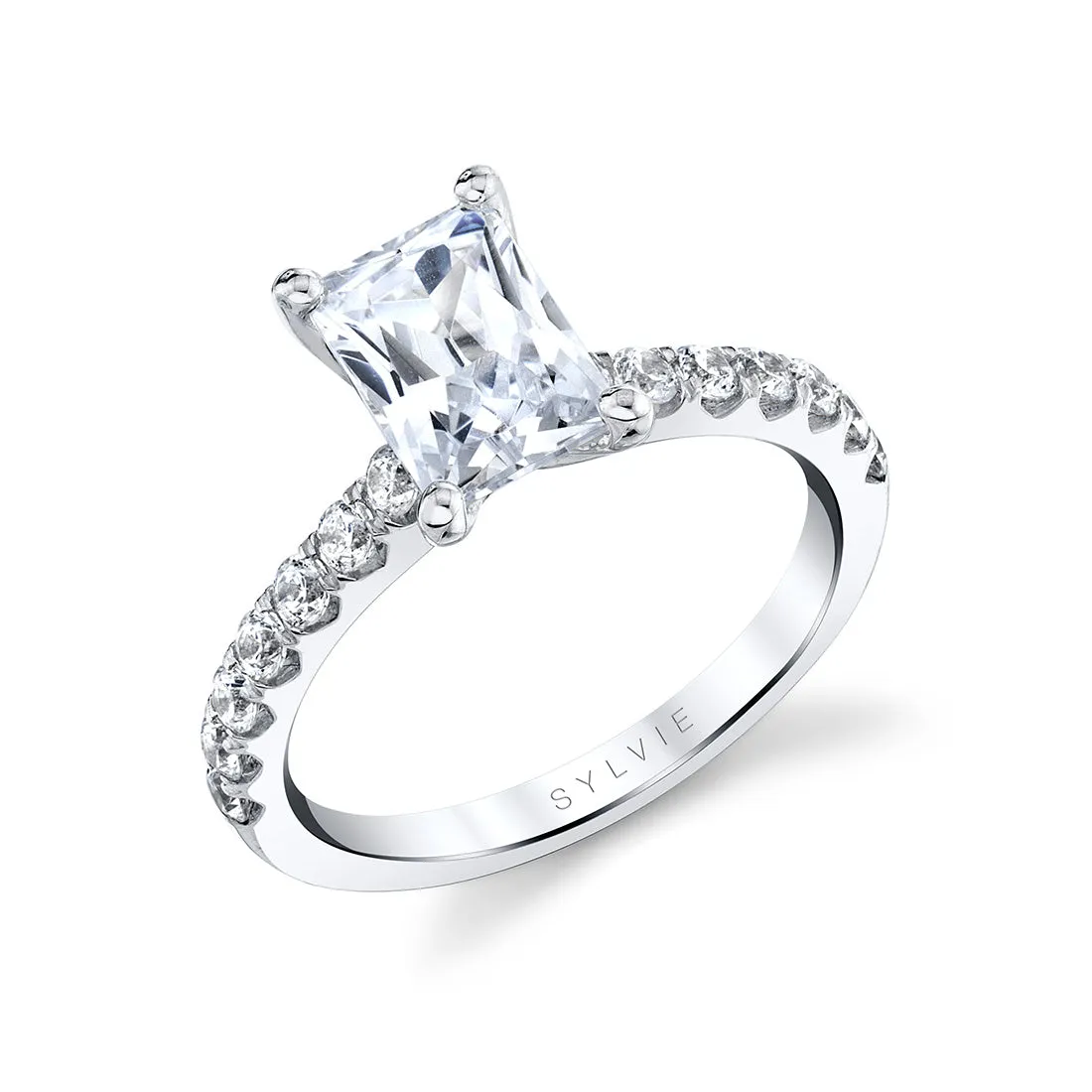 Radiant Cut Classic Engagement Ring - Aimee 18k Gold White