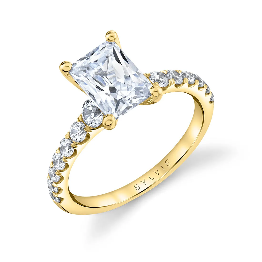 Radiant Cut Classic Engagement Ring - Veronique 18k Gold Yellow