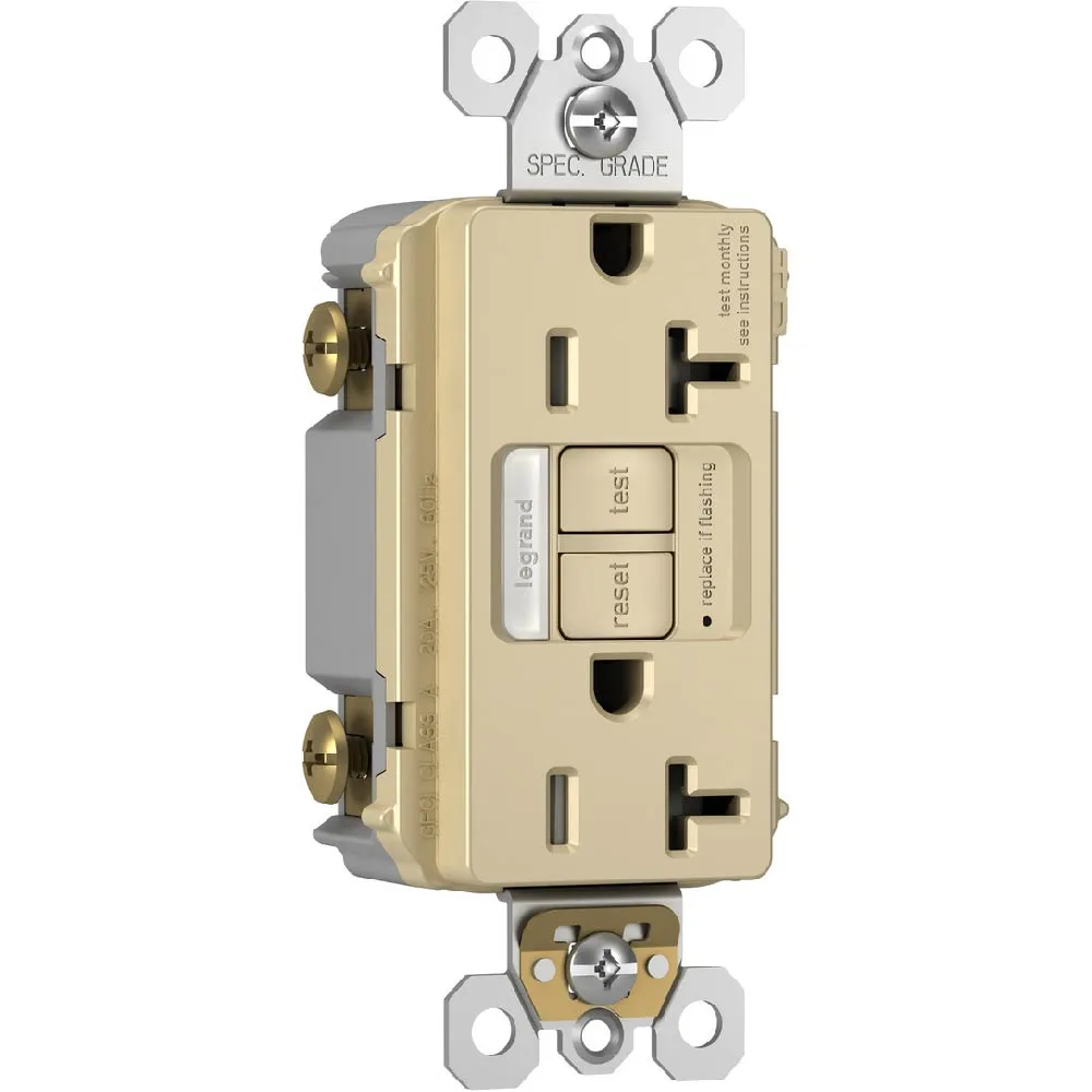 radiant Tamper-Resistant 20A GFCI Receptacle with Night Light, Ivory