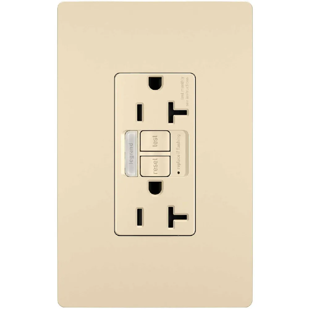 radiant Tamper-Resistant 20A GFCI Receptacle with Night Light, Ivory