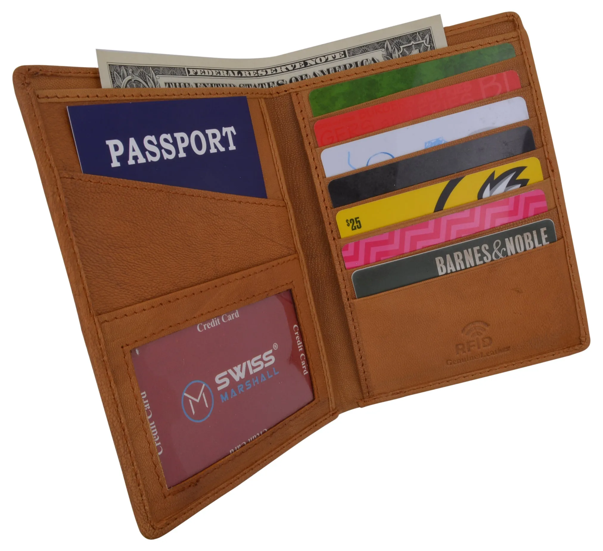 RFID Blocking Leather Passport Holder Cover Case Travel Wallet