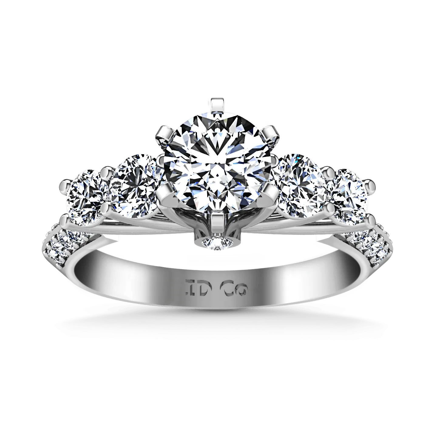 Round Diamond Pave Engagement Ring Regal 14K White Gold