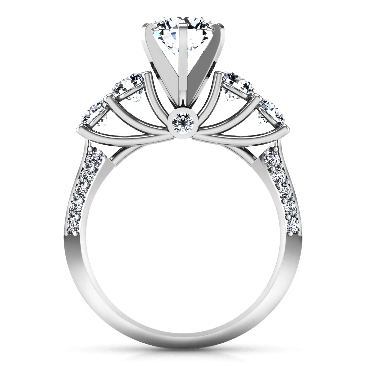 Round Diamond Pave Engagement Ring Regal 14K White Gold