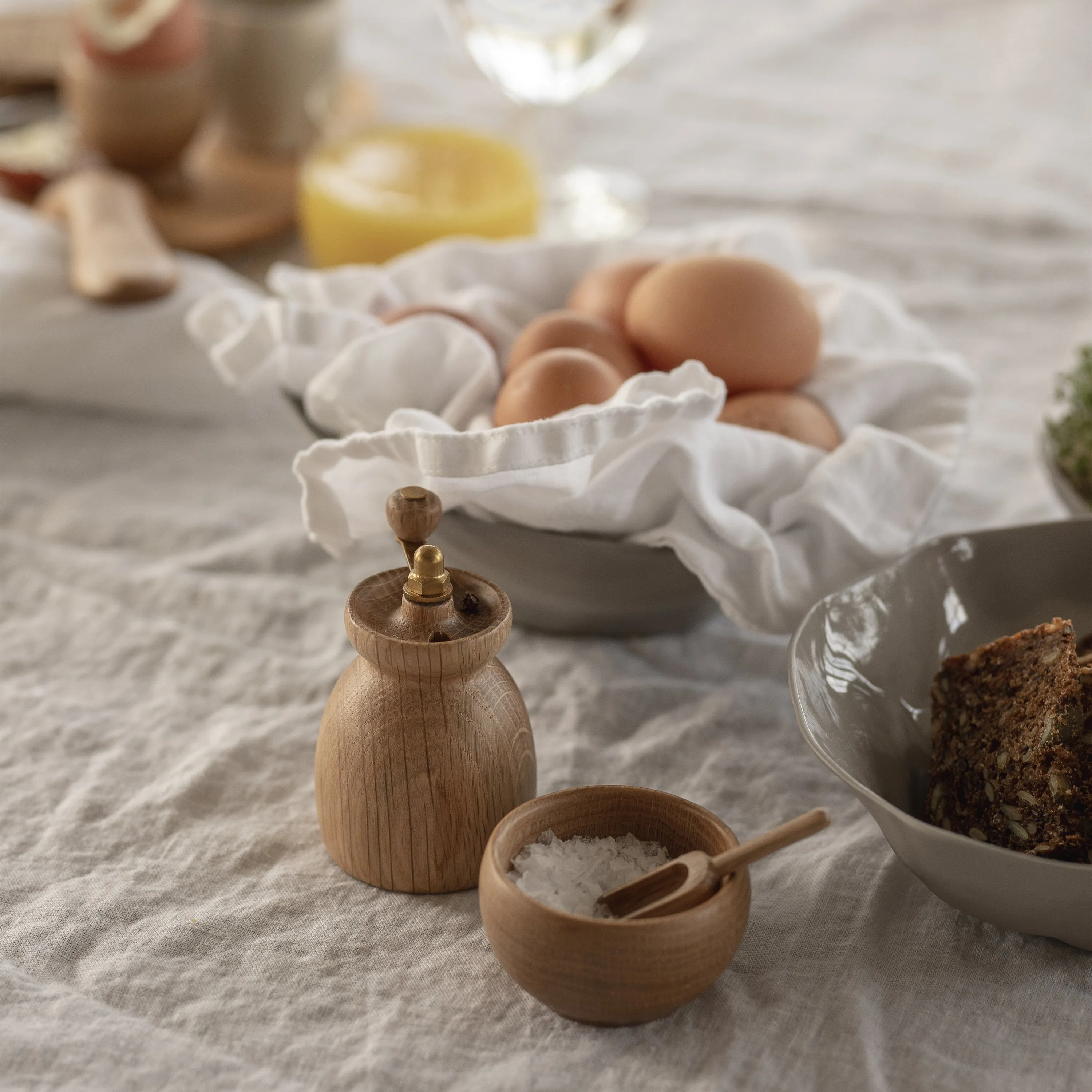 Salt Cellar with Spoon and Pepper Mill