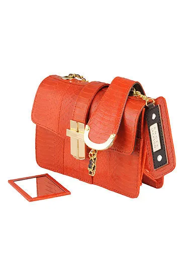 SAMAYA MINI BOX BAG IN ORANGE SNAKESKIN