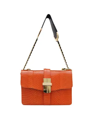 SAMAYA MINI BOX BAG IN ORANGE SNAKESKIN