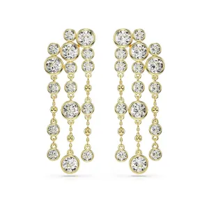 Swarovski Women's Clear Round-Cut Crystals In Gold-Tone Finished Puffy Bezel Settings Imber Chandelier Drop Earrings - 5680093