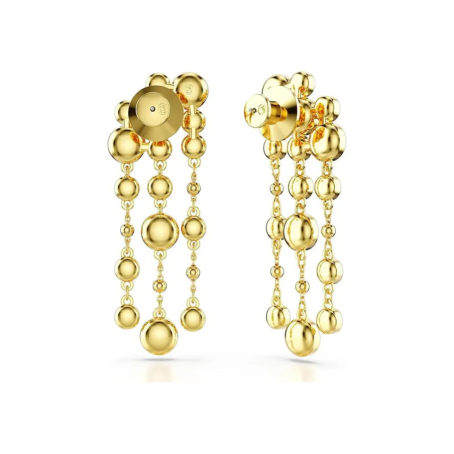 Swarovski Women's Clear Round-Cut Crystals In Gold-Tone Finished Puffy Bezel Settings Imber Chandelier Drop Earrings - 5680093