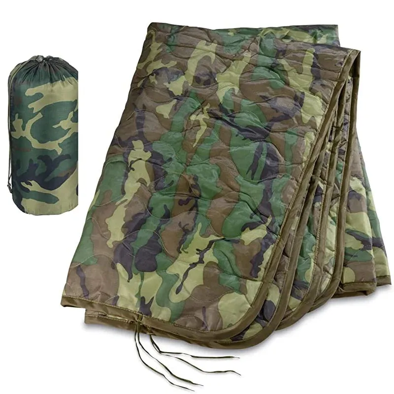 Tactical Army Poncho Liner, 82x58" Water Repellent Woobie Blanket for Camping, Hunting