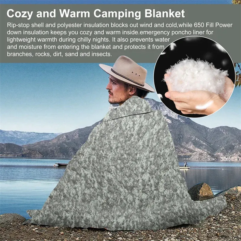 Tactical Army Poncho Liner, 82x58" Water Repellent Woobie Blanket for Camping, Hunting